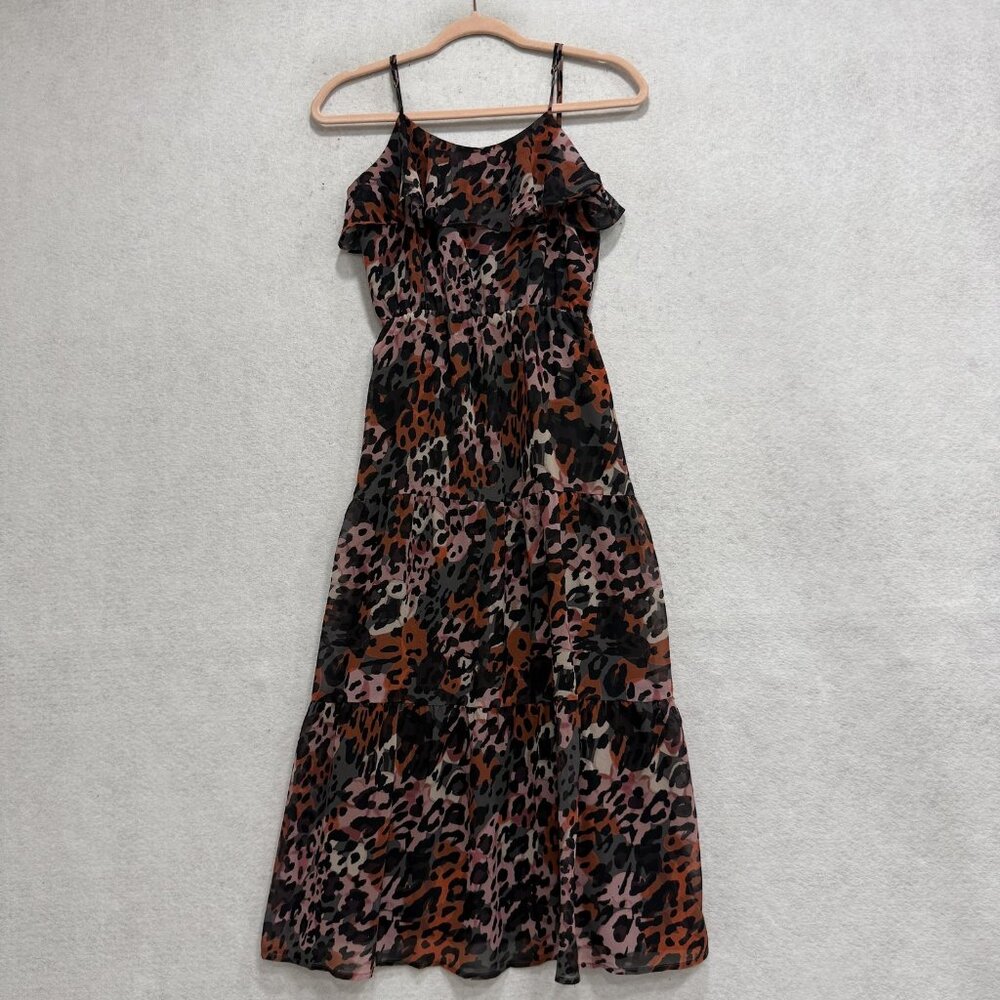 House Of Harlow 1960 X REVOLVE Dress Womens 2XS Leopard Maxi Ruffle Boho